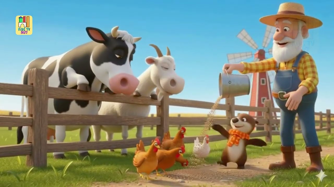 Sing along with Old MacDonald 🚜🐮 and his happy farm animals! 🐷🐔🐮