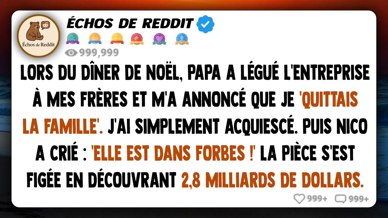 Au dîner de Noël, ma famille a transmis l'entreprise à mes frères - puis Forbes m'a attribué $2,8B