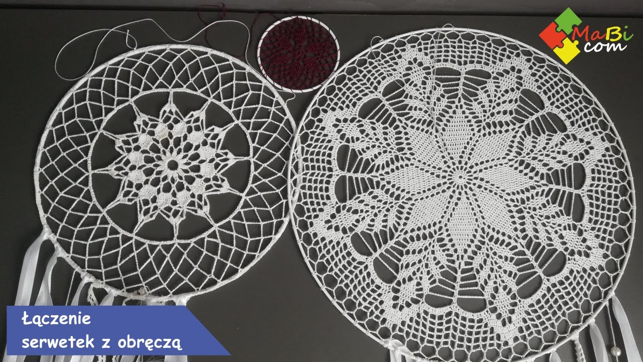 Łączenie serwetek z obręczą/ Connecting the crochet doily to the rim