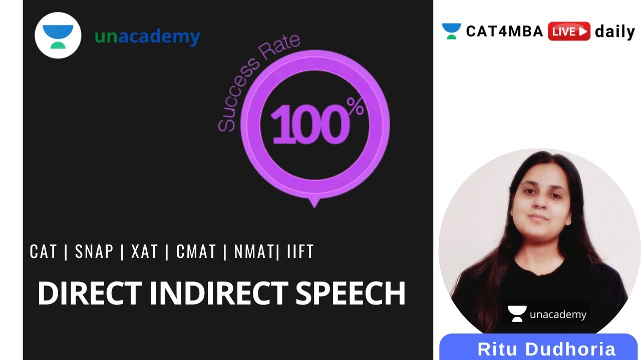 Direct Indirect Speech - Concepts and Practice | Unacademy CAT4MBA l Ritu Dudhoria