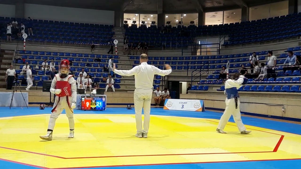 Rayan Bou Antoun-Lebanon-vs.Artyom Mirzadjanov-Uzbekistan-in the Asian Cadet Taekwondo Championships