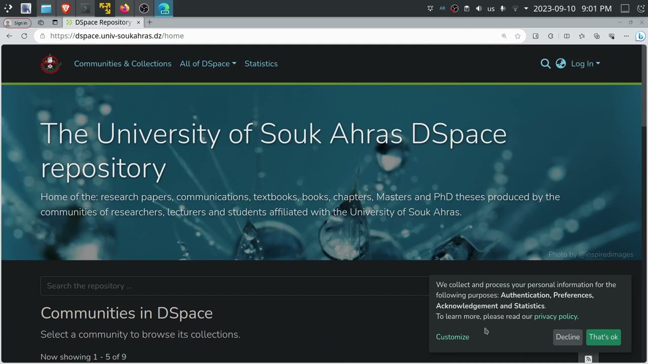 حل مشكل الكوكيزللتسجيل في المستودع الرقمي Dspace