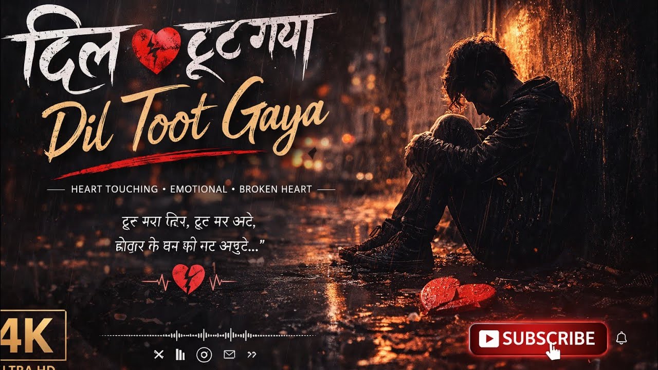 Dil Toot Gaya 💔 | dil toot gaya | Sad Love Song 2026 | Hindi&ndash;Urdu Heart Touching Song | 4K