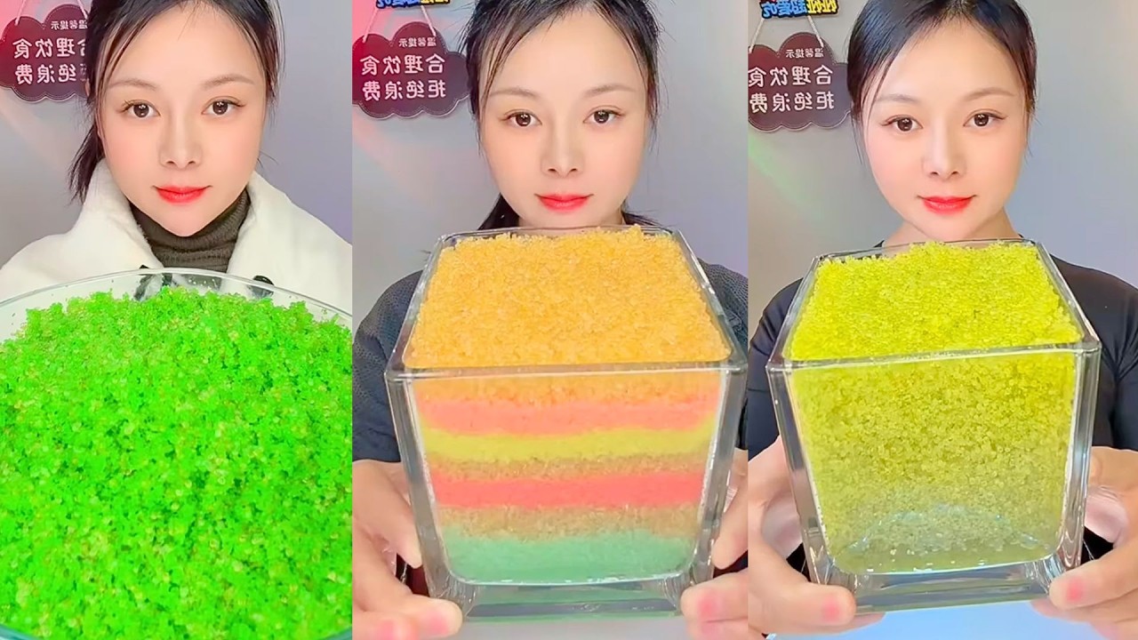 Layered Rainbow Tobiko Mukbang with Bright Green Fish Roe Bowl