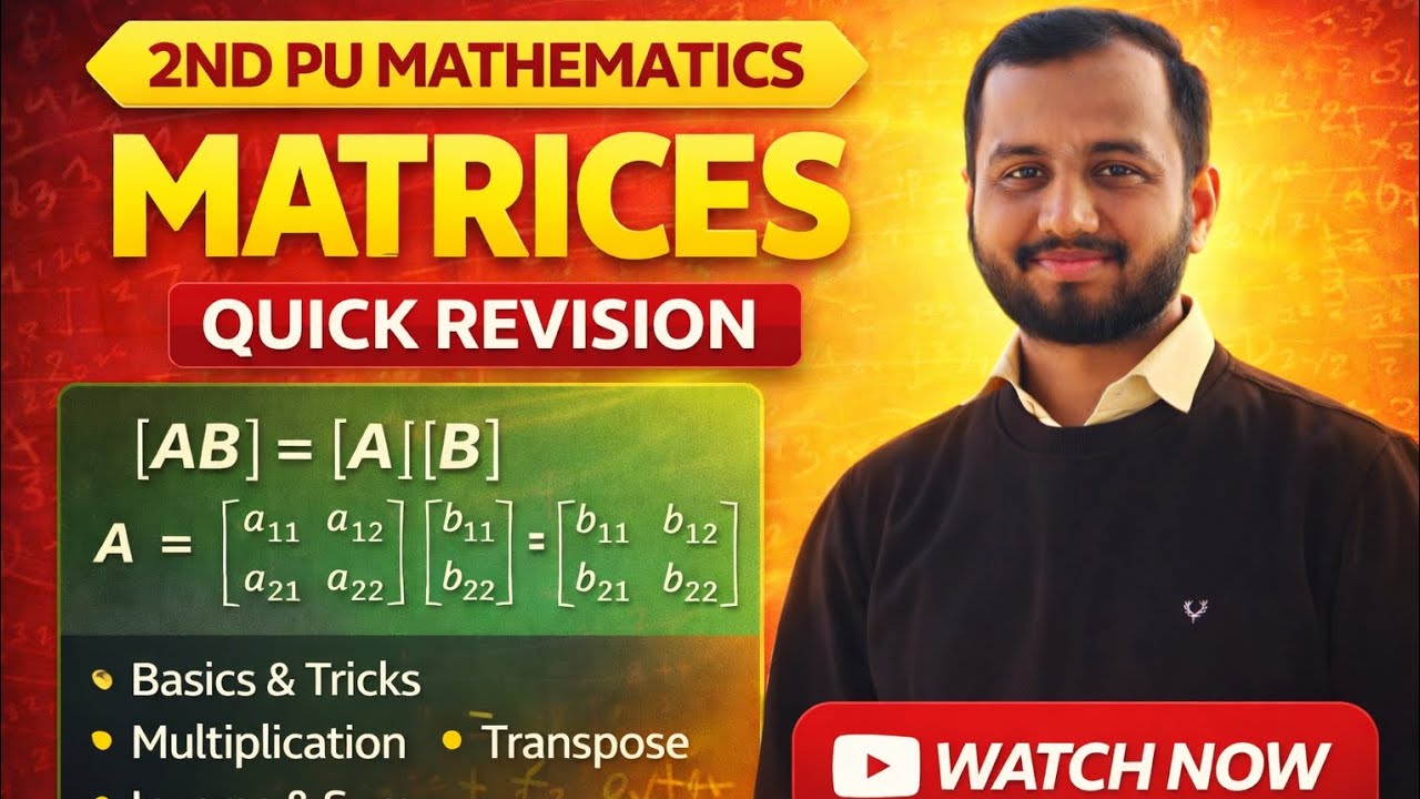2nd PU MATHS 2026 | Matrices Most important questions #maths #matrix 