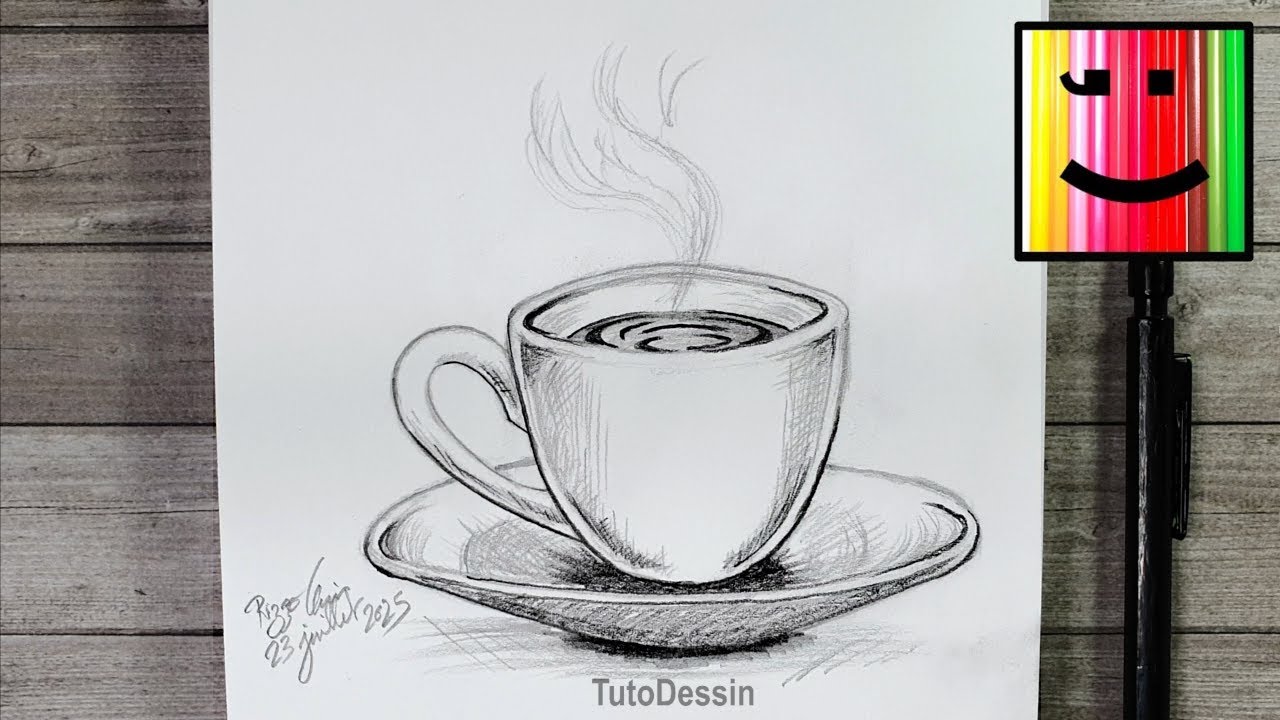 Comment dessiner une tasse au crayon de papier | Tutoriel pas à pas pour débutants