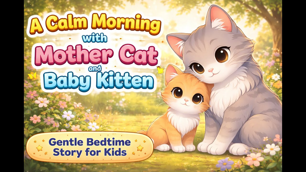 A Calm Morning with Mother Cat and Baby Kitten | Gentle Bedtime Story for Kids