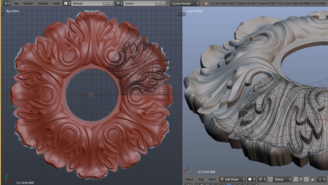 Blender 3D - Circular ornament modeling timelapse