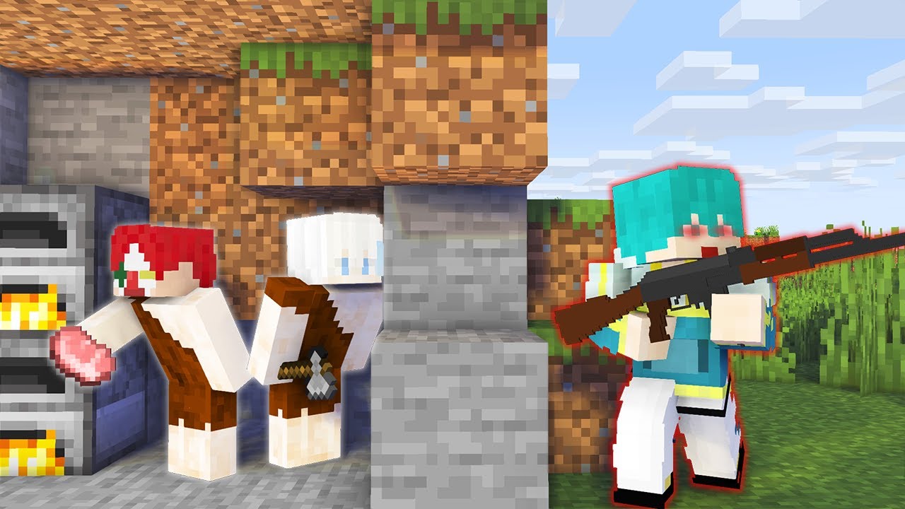 『原始人 vs 銃を持ったハンター』でエンドラ討伐【マイクラ・マインクラフト】