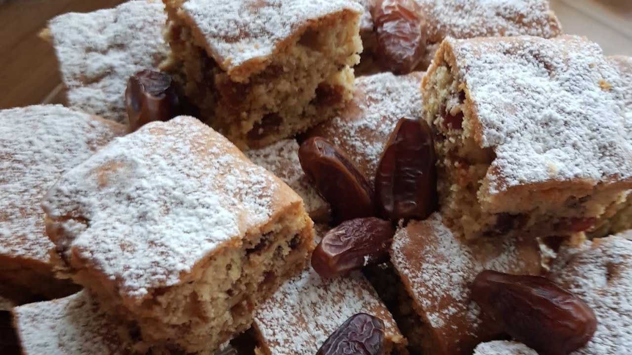 كيكة التمر والجوز أو الكركاع بنكهة القرفة Dattel Walnuss Kuchen Date walnut cake