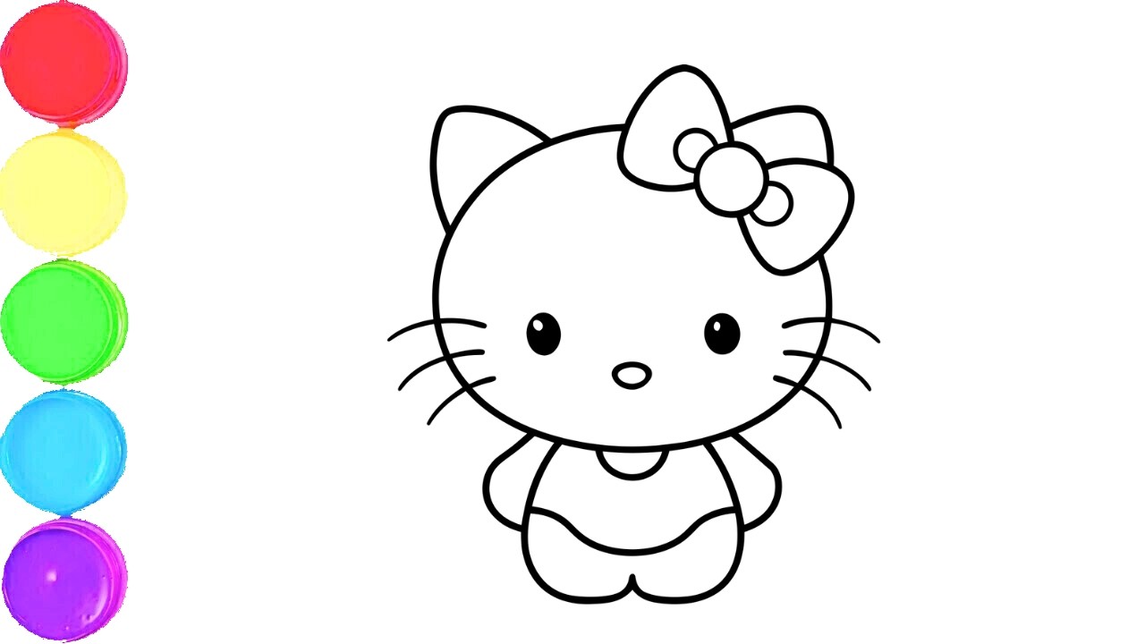 Милый рисунок Hello Kitty, раскраска и рисование для детей и малышей_ Детское творчество