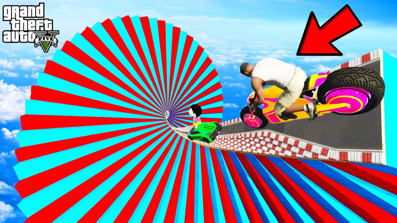 FRANKLIN TRIED IMPOSSIBLE MEGA-RAMP PARKOUR CHALLENGE IN GTA 5 | SHINCHAN and CHOP