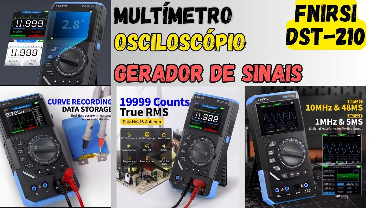 Fnirsi DST-210 | Multímetro Osciloscópio e Gerador de sinais. 3 em 1 que chegou para facilitar