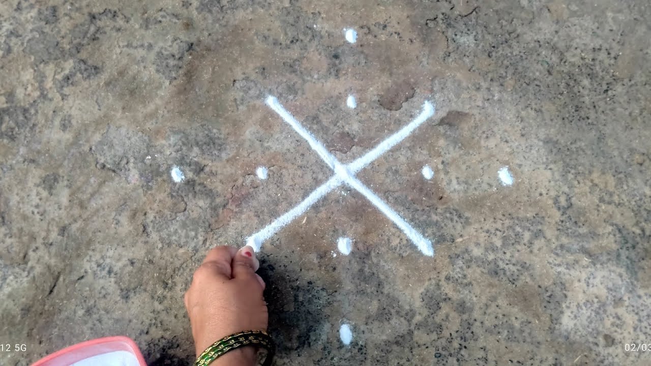 Holi Special 5×1 Dots Easy Rangoli Designs 🌷 Colourful and Beautiful Rangoli design 🌷