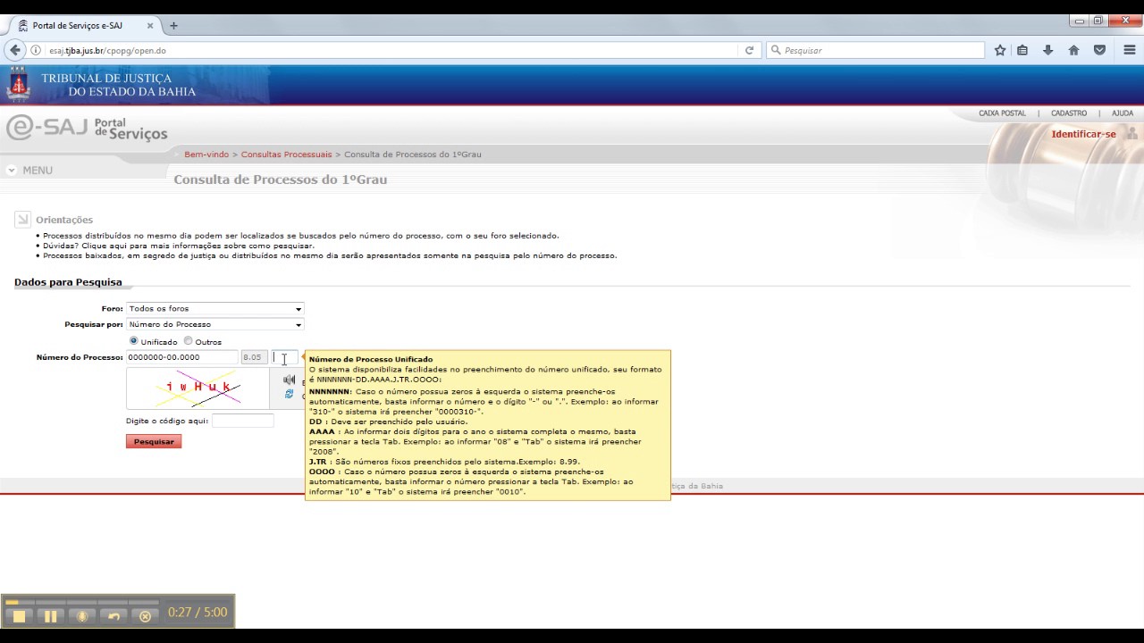Tutorial | Consulta de Processo - TJBA