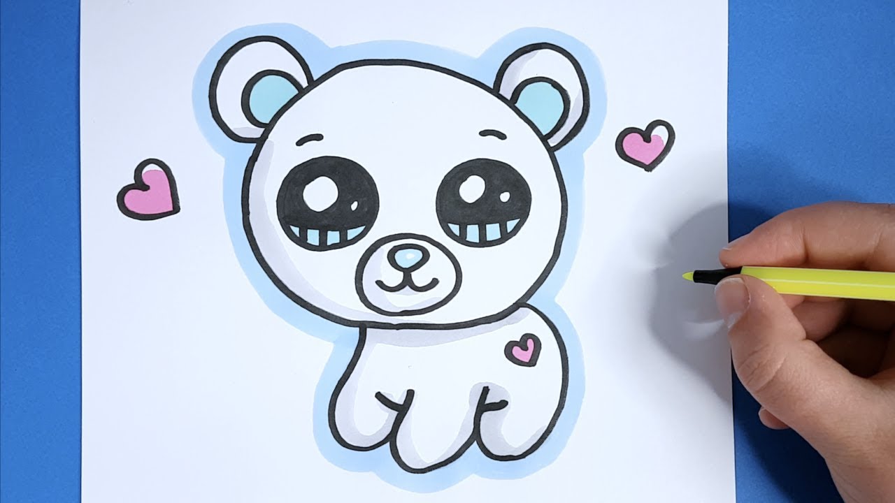Kawaii Eisbär malen - Kawaii Bilder zum Nachmalen