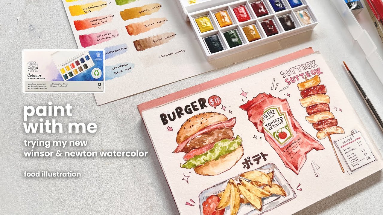 ⋆˚ paint with me - trying my new winsor & newton watercolor | food illustration ˚⋆