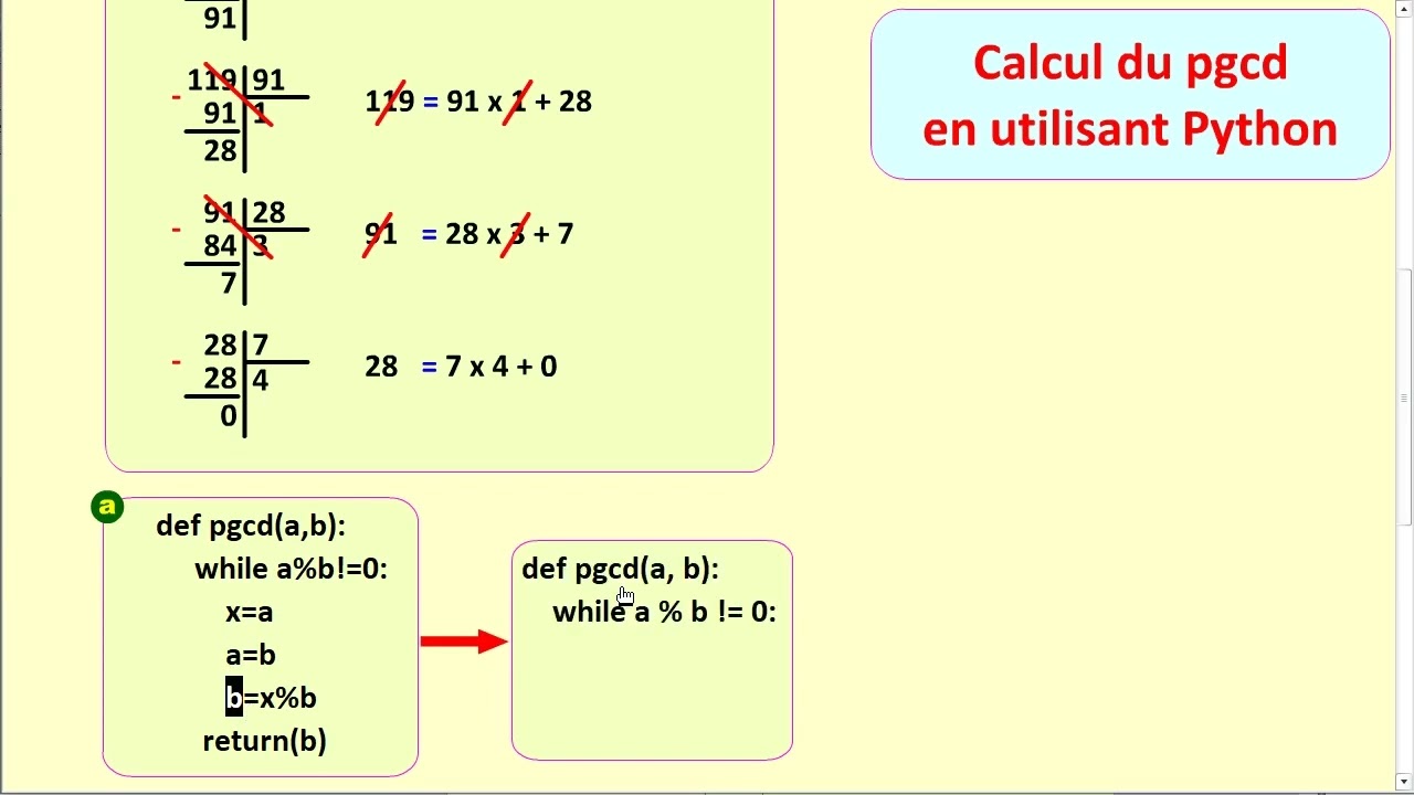 Calcul du Pgcd avec Python