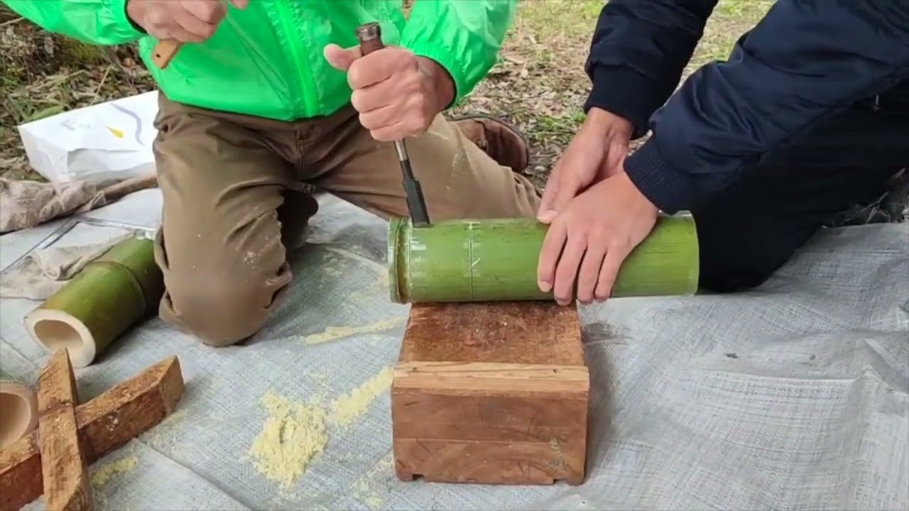 青竹花入れを作る