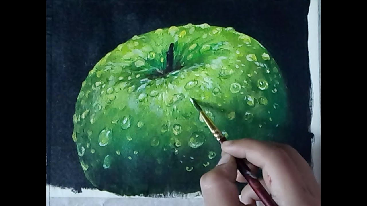 Realistic Apple Painting on Canvas| How To Paint Fruits with Acrylics