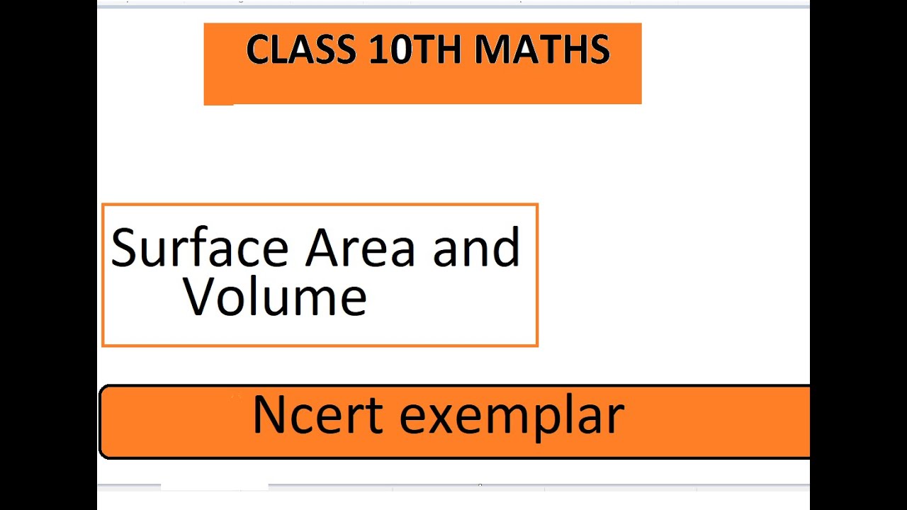 NCERT EXEMPLAR CLASS 10 MATHS CHAPTER 12| SURFACE AREA AND VOLUME | CBSE BOARD 2026 |