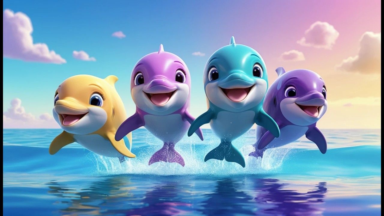 Cinco Pequeños Delfines Saltan en el Mar | Canción del Océano y Números para Niños