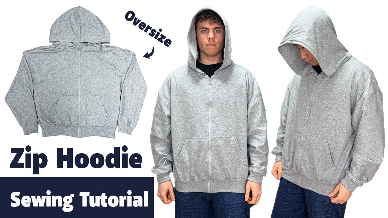 How to sew an oversize Zip Hoodie | Zip up Hoodie Sewing Tutorial