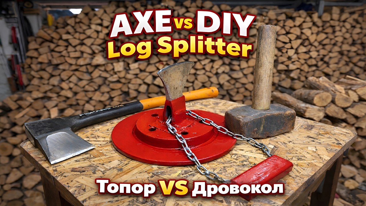 This DIY Log Splitter is Faster Than an Axe🪓 ‼️Наколи дрова без мучений - сделай такой дровокол! 🔥