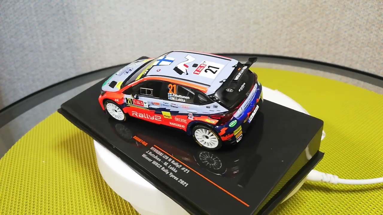 Hyundai i20 N Rally2 Ypres Rally Belgium 2021 Huttunen Jari Lukka Mikko 1/43 IXO Rally Car Models 