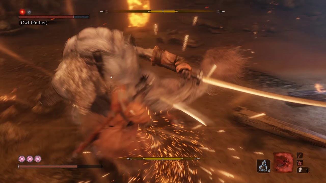 Sekiro - Father(Owl) No Cheese/No Items/No Dodging - Easy Mortal Blade Damage