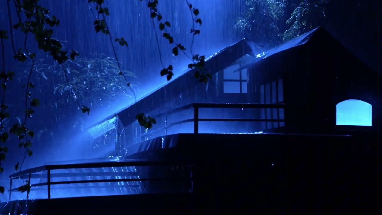 Goodbye Insomnia with Heavy Rain & Thunder on Metal Roof at Night