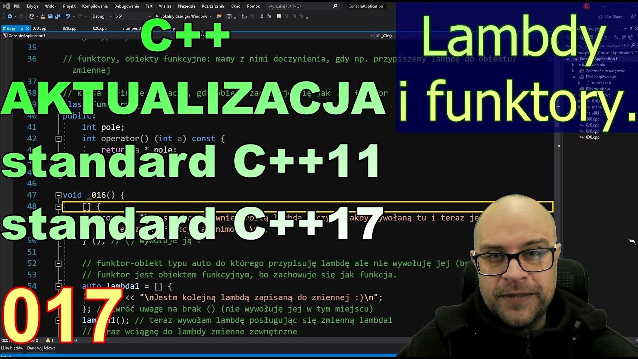 C++ Aktualizacja. Odc. 17. Lambdy i Funktory.