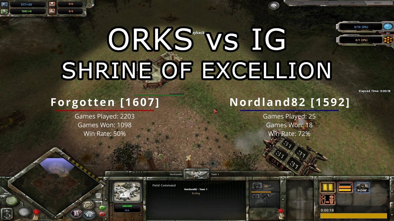 Orks (Forgotten) vs IG (Nordland82), Shrine of Excellion | Dawn of War: Soulstorm