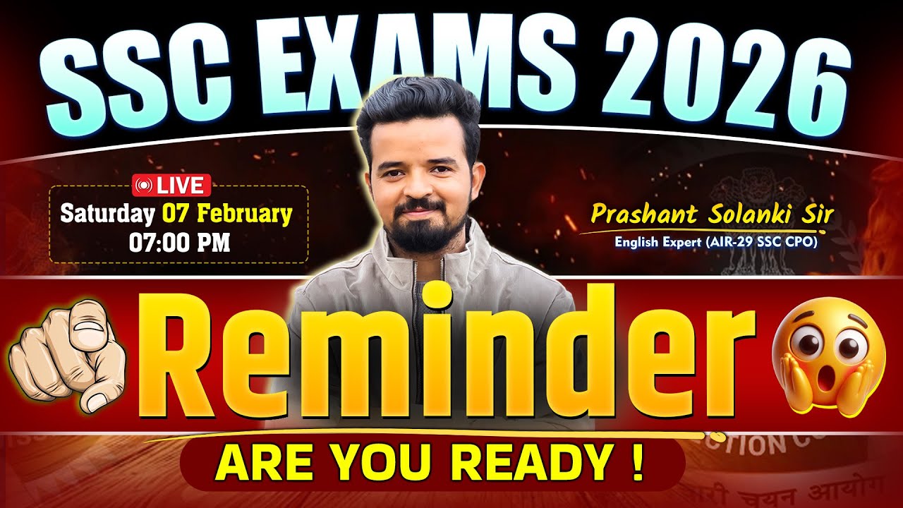 Reminder ! SSC EXAMS 2026🔥Are You Ready | Prashant Solanki Sir | SSC CGL, CPO, CHSL, MTS #ssc2026