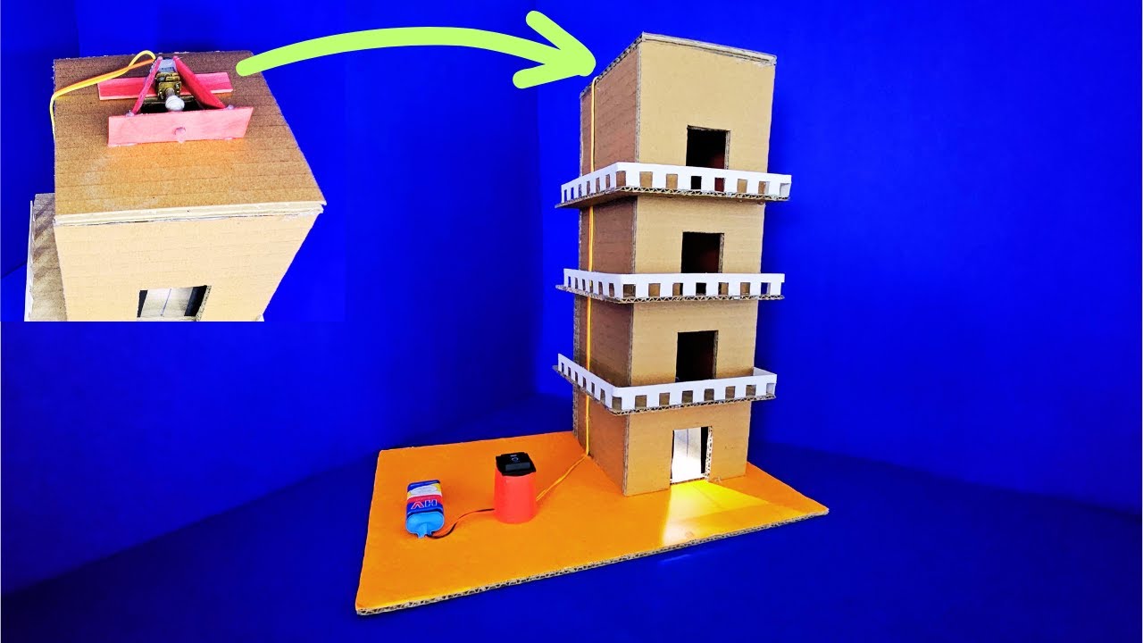 How to Make Electric Lift Model from Cardboard  |  Make Mini Electric Lift  |  Cardboard Elevator