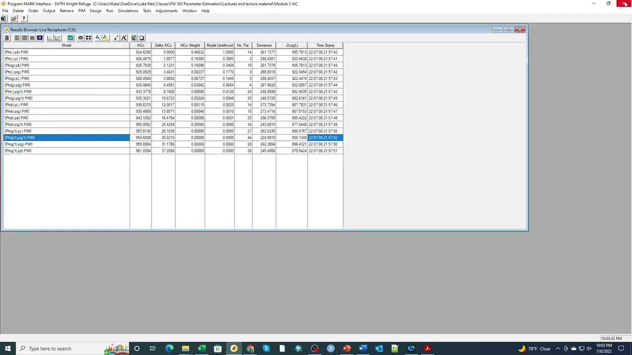 How to video Model Averaging in MARK