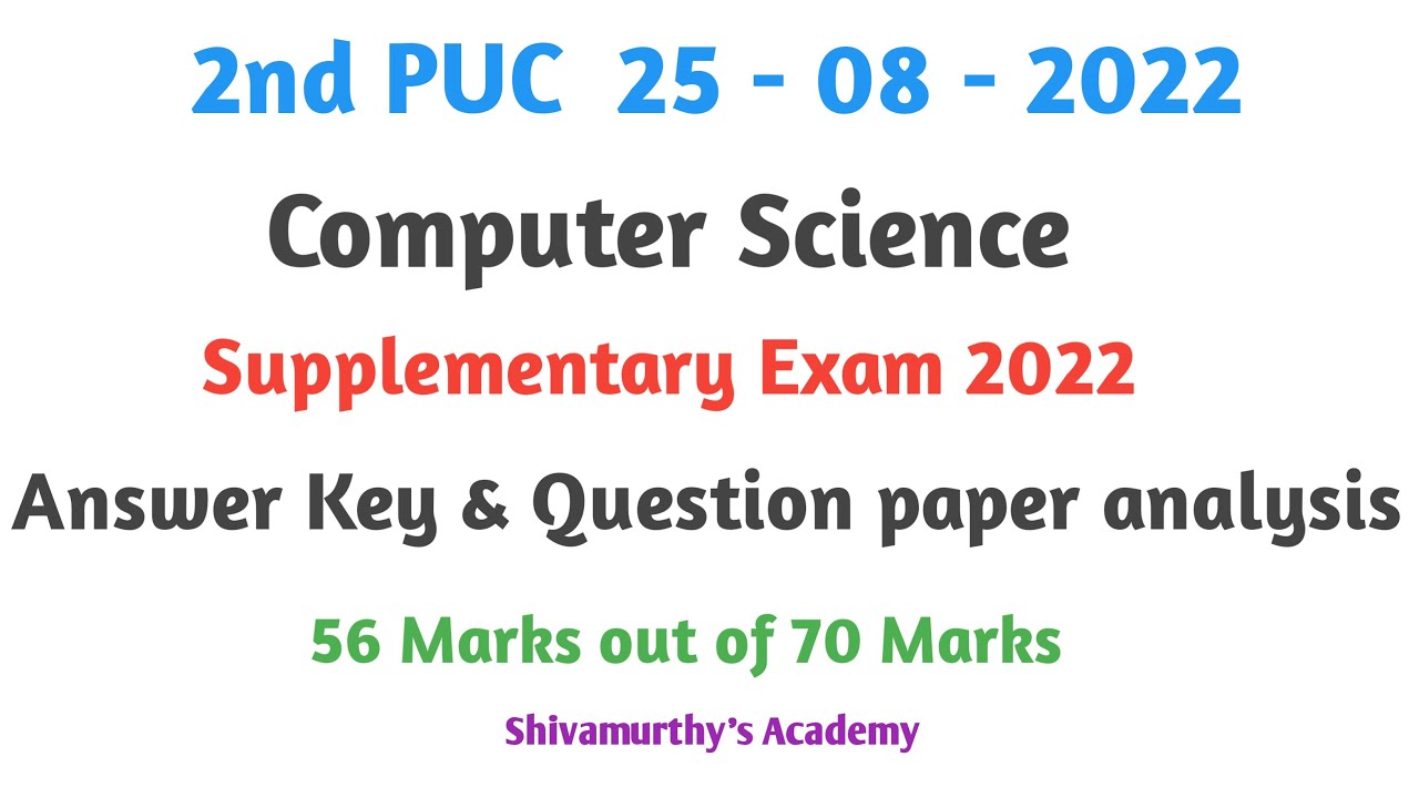2nd puc computer science supplementary exam 2022 answer key#shivamurthysacademy#computerscience