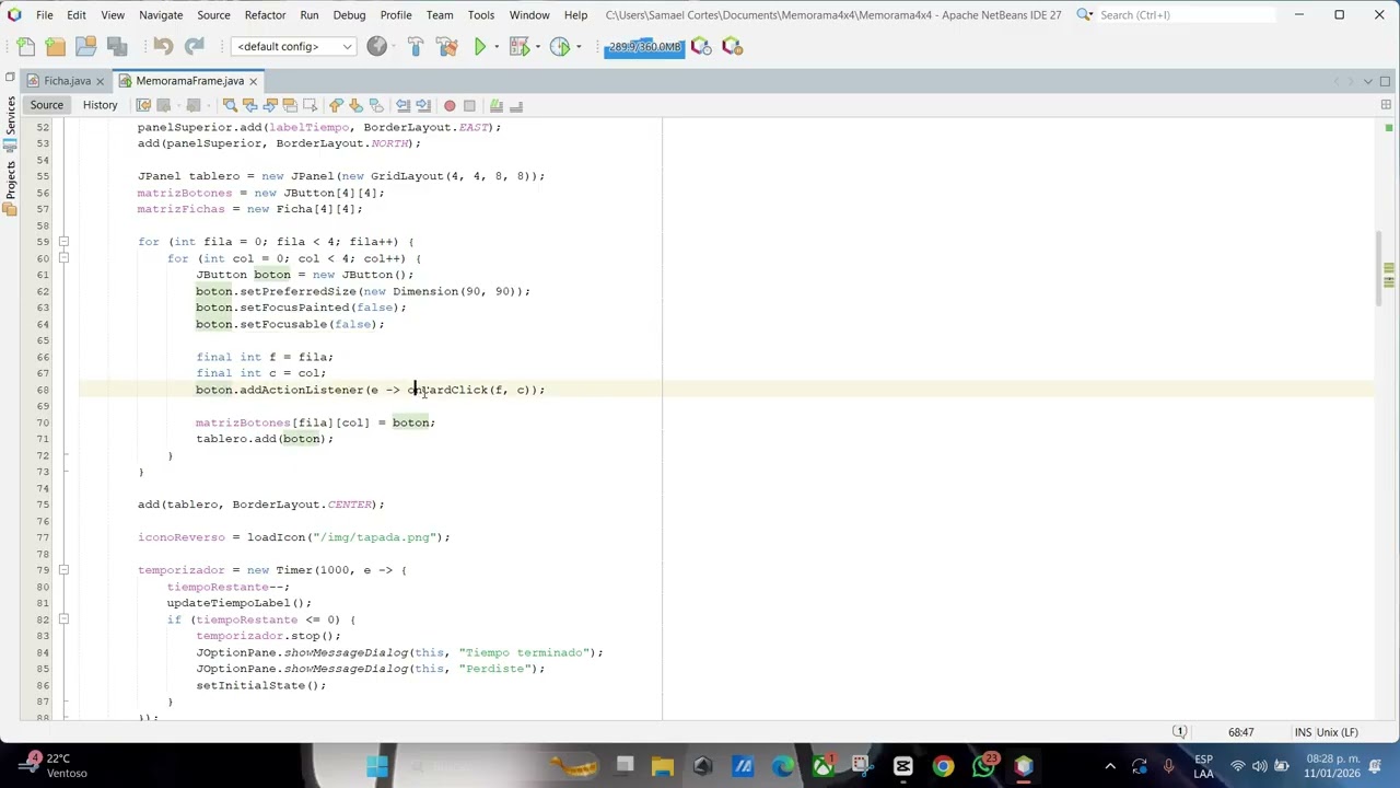 video sobre el memorama usando jframe