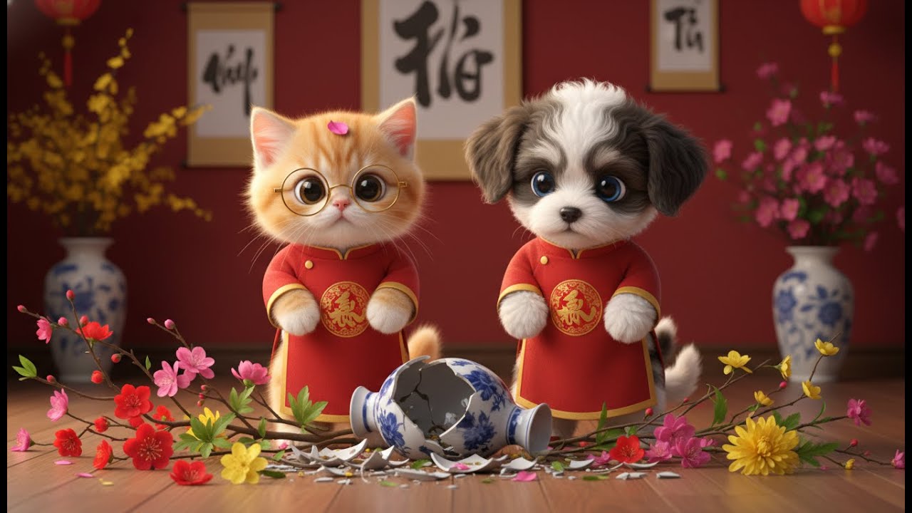Smart Cat Story: Dog and Cat's Clever Lunar New Year Lesson