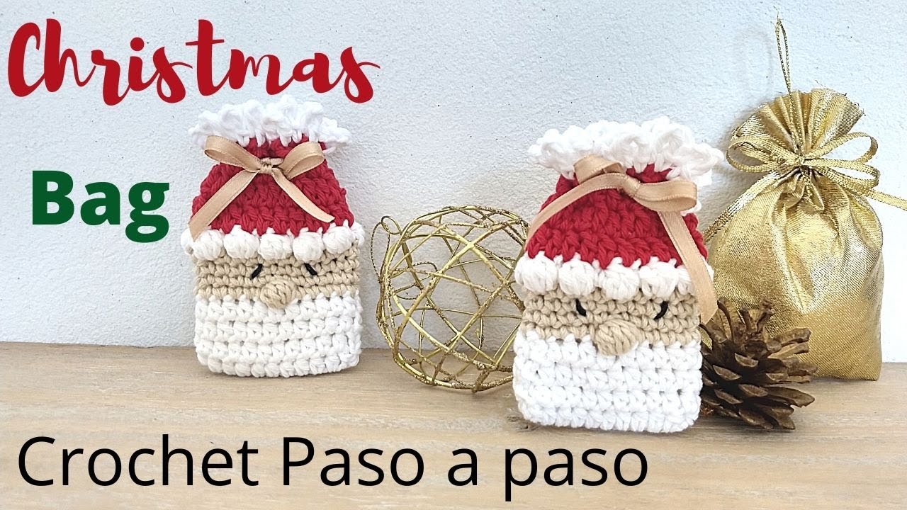 Cómo tejer bolsitas navideñas de Santa Claus a crochet