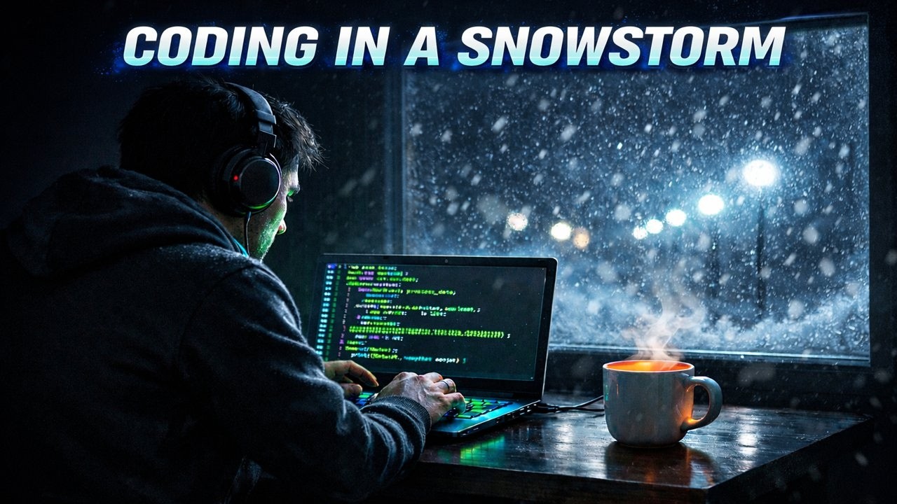 2 Hours Snowstorm Coding Ambience ❄️ Arctic Blizzard Deep Focus (60 BPM Ambient)