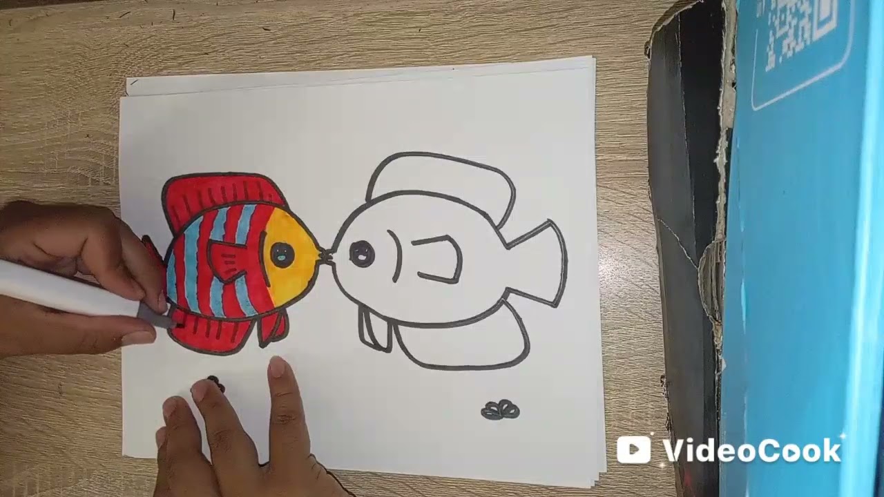 Para el día de hoy escogí dibujar 2 peces besándose 