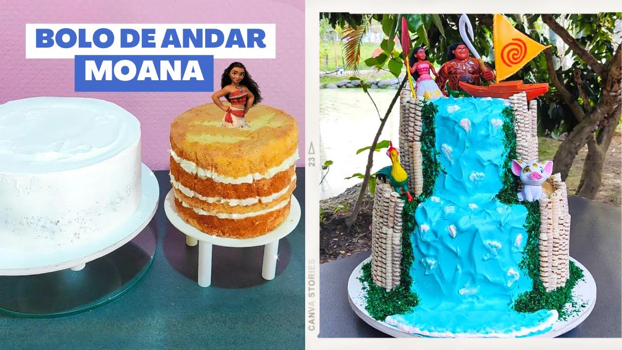 BOLO DE ANDAR COMPLETO| TEMA MOANA |ESTRUTURAÇÃO DE BOLO| TIA CHELY CONFEITEIRA