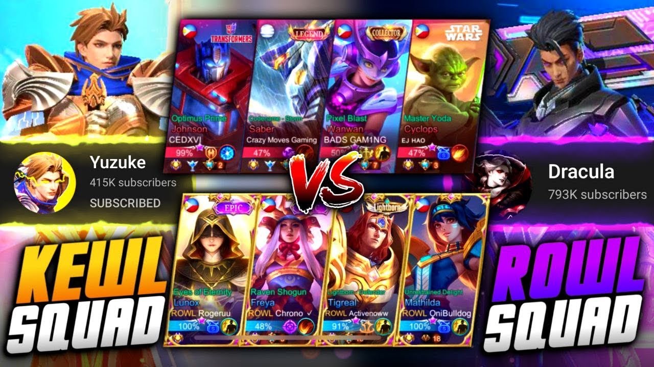 DRACULA VS YUZUKE (SQUAD VS SQUAD) KEWL VS ROWL SQUAD!! (VERY INTENSE GAME) MLBB