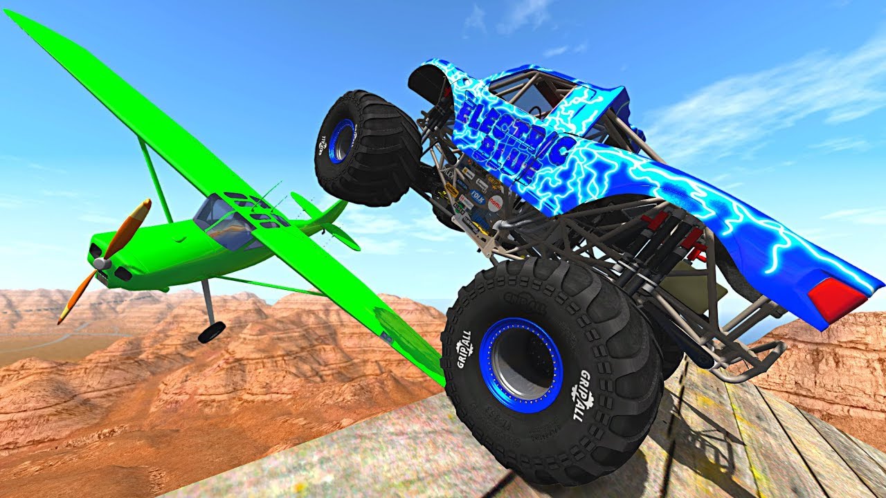 BeamNG.drive - Monster Truck stunts, jumps, crashes, crushing cars, fails #10