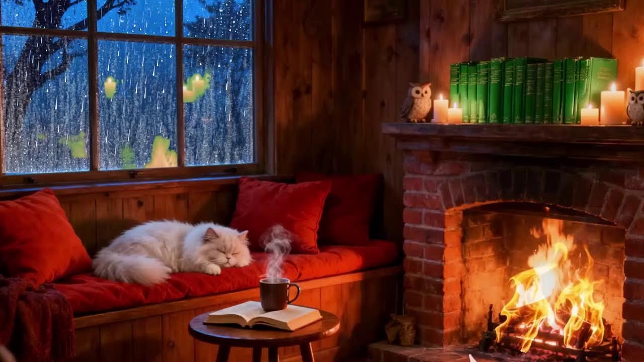 Stress-Free Fireplace and Rain Sounds for Relaxation