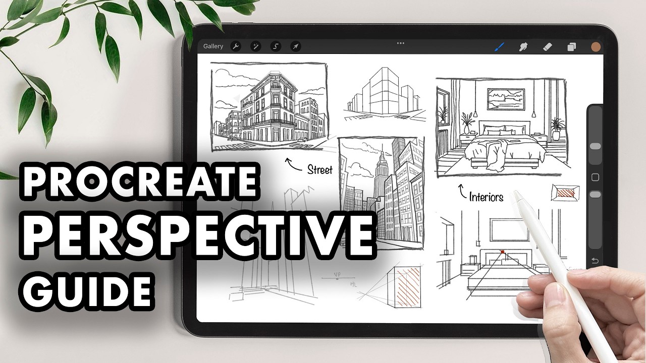 Рисование в перспективе с использованием направляющих для рисования в Procreate — объяснение от а...