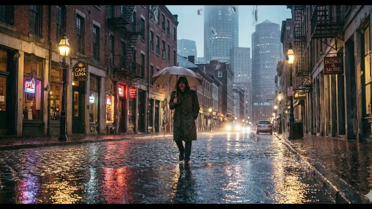 Walking Alone in the Rain | Calm Music + Rain Sounds 🌧️ 🌃