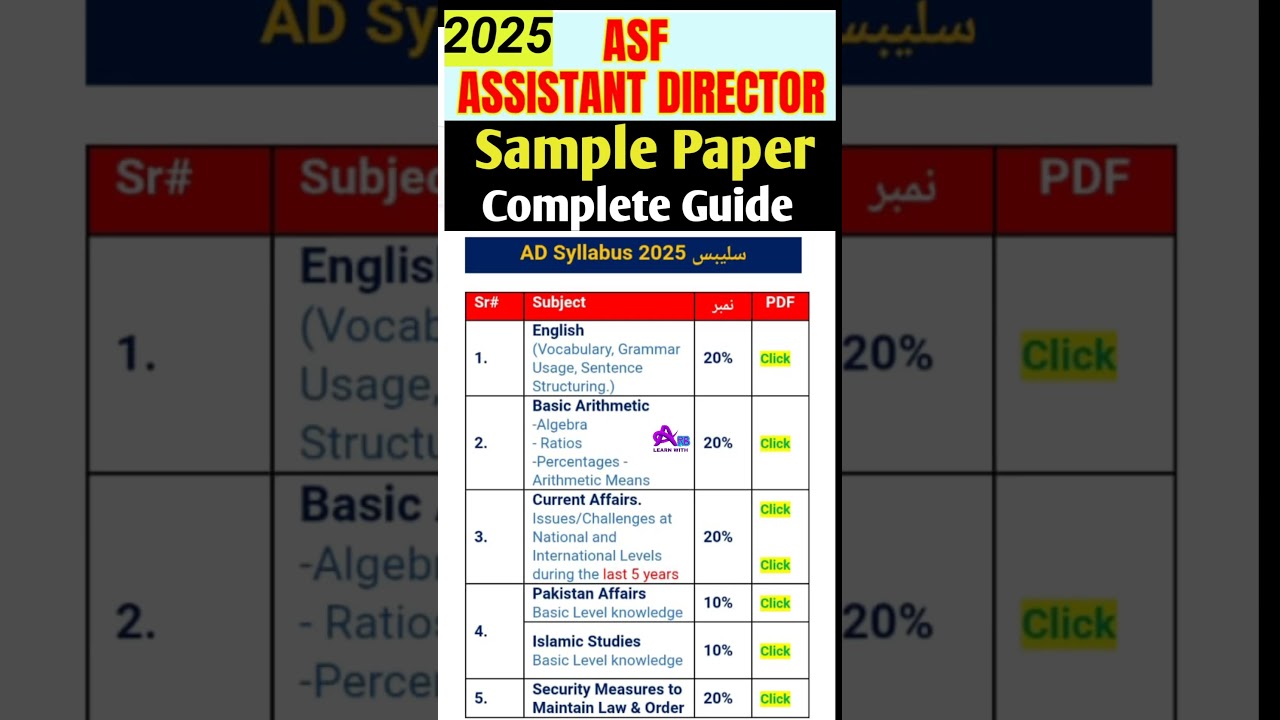 ASF Test Syllabus 2025 | asf test preparation #asf #syllabus #pattern