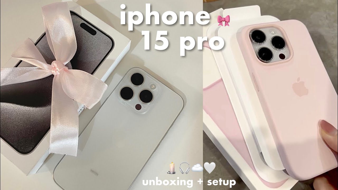 IPHONE 15 PRO ☁️ unboxing, set up + accesories haul (white titanium, 256gb) ౨ৎ⋆˚｡⋆